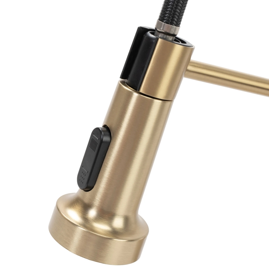 REA-B4821 - Μπαταρία νεροχύτη COLIN 42,5 cm με εξαγώγιμη κεφαλή ντους, σε βουρτσισμένο χρυσό