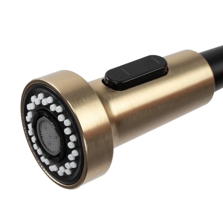 REA-B4821 - Μπαταρία νεροχύτη COLIN 42,5 cm με εξαγώγιμη κεφαλή ντους, σε βουρτσισμένο χρυσό