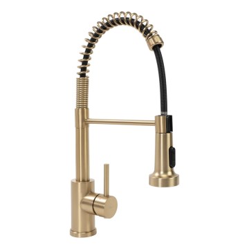 REA-B4821 - Μπαταρία νεροχύτη COLIN 42,5 cm με εξαγώγιμη κεφαλή ντους, σε βουρτσισμένο χρυσό