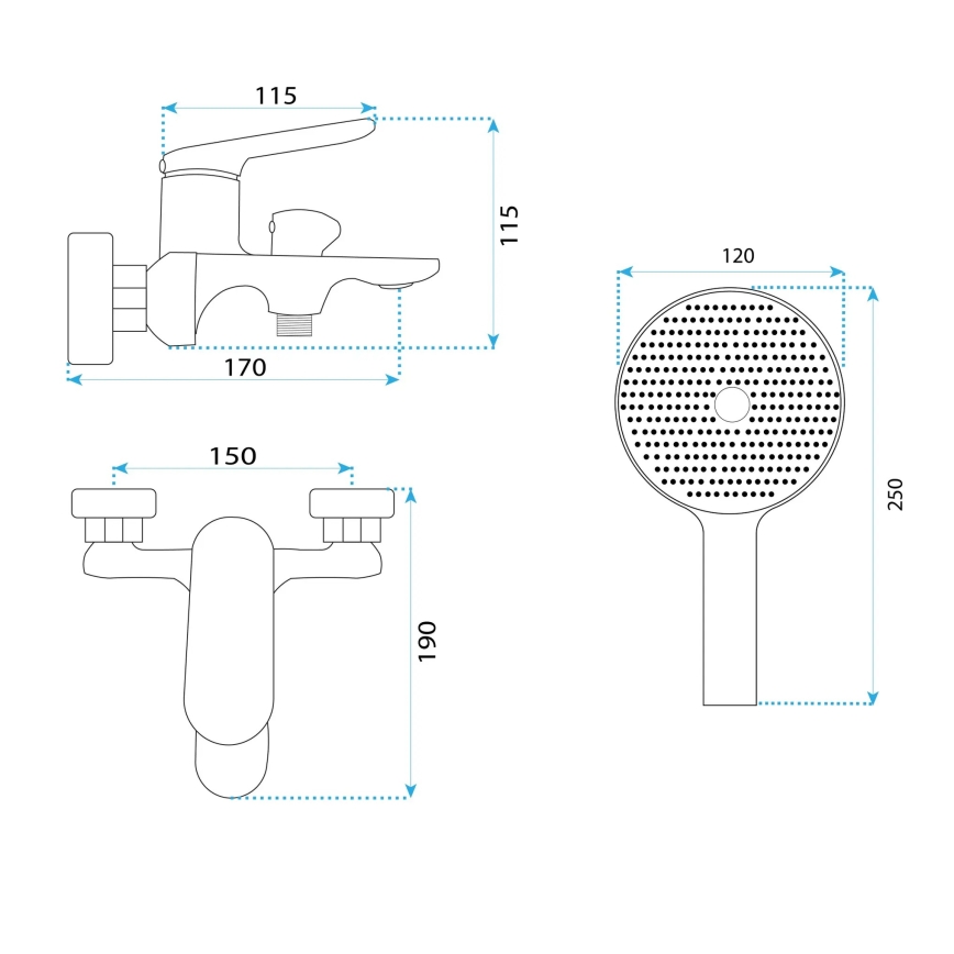 REA-B5063 - Σετ μπαταρίας μπανιέρας MARCO τιτάνιο