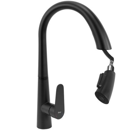 REA-B5313 - Μπαταρία κουζίνας με εξαγώγιμη κεφαλή ψεκασμού ROSS 43 cm μαύρη