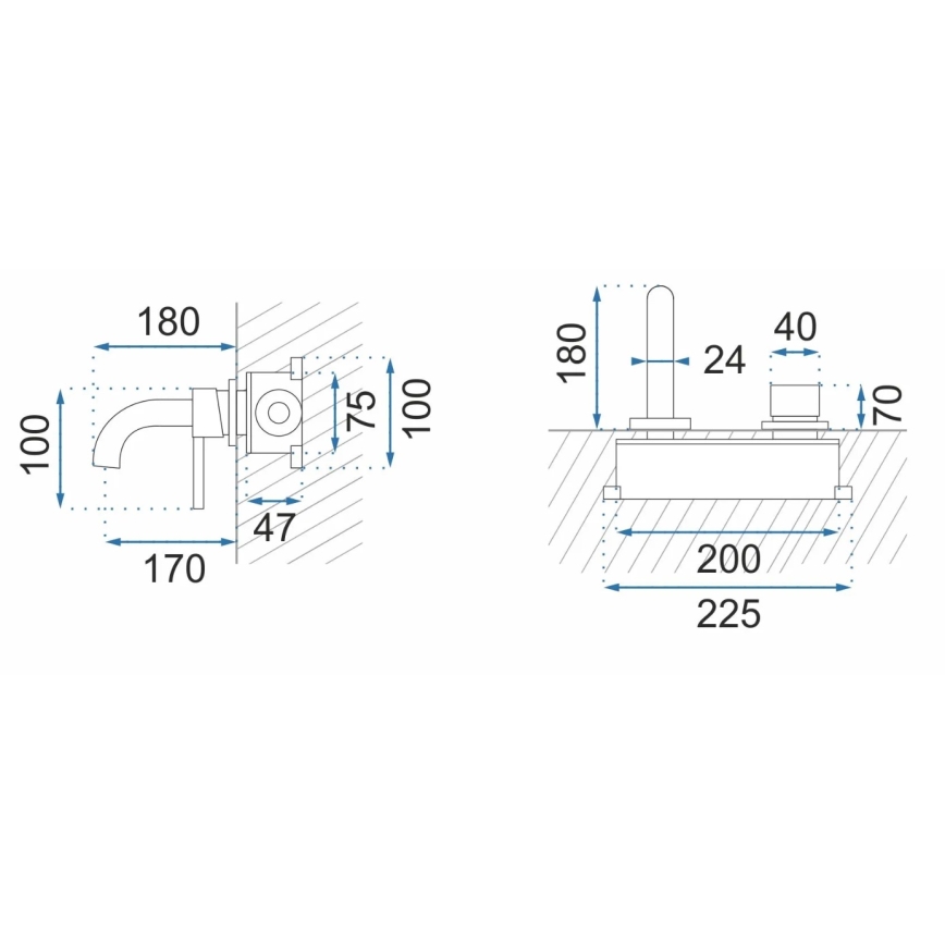REA-B5332 - Εντοιχιζόμενη μπαταρία νιπτήρα OWEN μαύρη