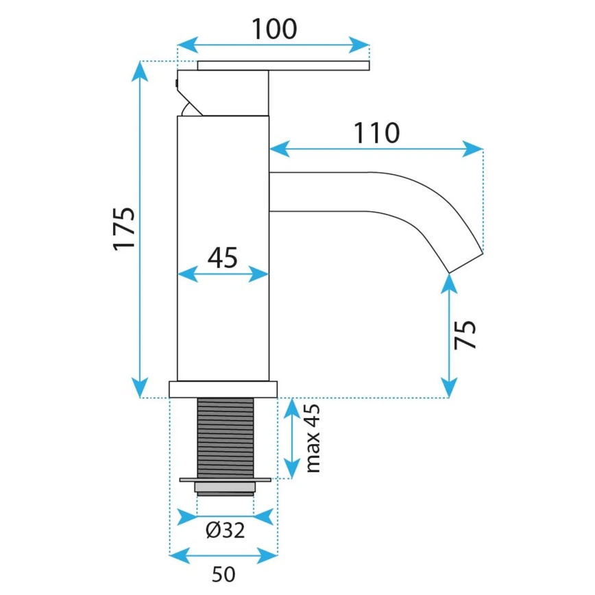 REA-B5505 - Μπαταρία νιπτήρα ONTARIO 17,5 εκ. σε βούρτσιστο χρυσό
