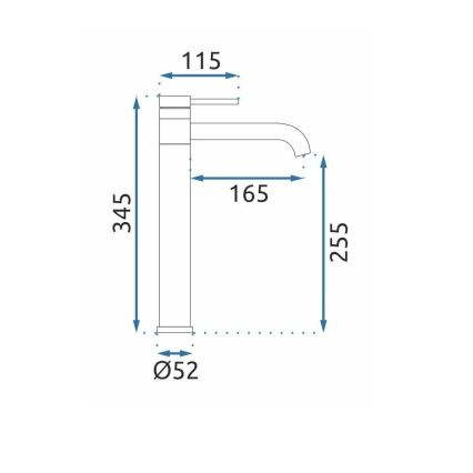 REA-B6100 - Μπαταρία νιπτήρα LUNGIS 34,5 cm γυαλιστερό χρώμιο
