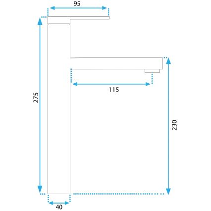 REA-B6214 - Μπαταρία νιπτήρα PIXEL 27,5 εκ. μαύρη