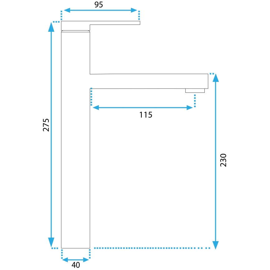 REA-B6214 - Μπαταρία νιπτήρα PIXEL 27,5 εκ. μαύρη