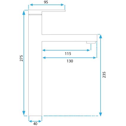 REA-B6215 - Μπαταρία νιπτήρα PIXEL 27,5 cm χρυσή