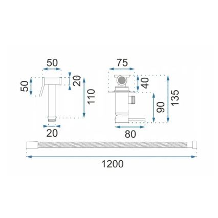 REA-B6311 - Μπαταρία μπιντέ με τηλέφωνο ντους για εντοιχισμένη εγκατάσταση LUNGO, βουρτσισμένο χρυσό