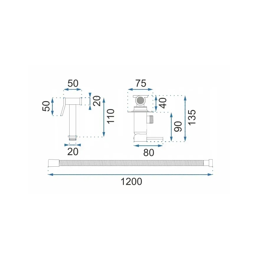 REA-B6311 - Μπαταρία μπιντέ με τηλέφωνο ντους για εντοιχισμένη εγκατάσταση LUNGO, βουρτσισμένο χρυσό