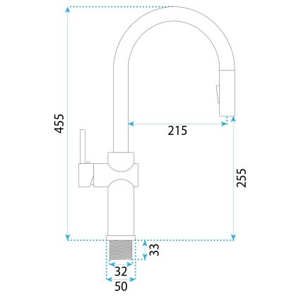 REA-B6330 - Μπαταρία νεροχύτη με εξαγώγιμη κεφαλή ντους FRESH 45 cm νίκελ