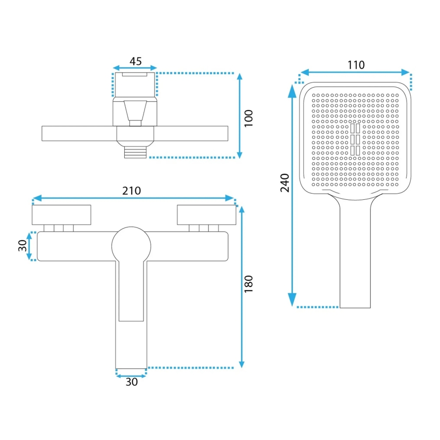 REA-B6414 - Σετ μπανιέρας με αναμεικτική μπαταρία ARGUS, βουρτσισμένο χρυσό