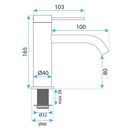 REA-B6533 - Μπαταρία νιπτήρα RIVO 16,5 cm βουρτσισμένο χρυσό