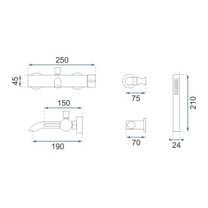 REA-B6635 - Σετ μπανιέρας LUNGO σε χρυσό