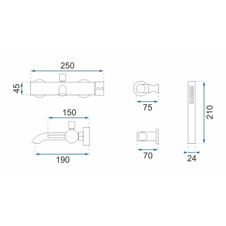 REA-B6635 - Σετ μπανιέρας LUNGO σε χρυσό