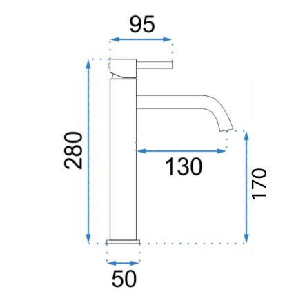 REA-B6896 - Μπαταρία νιπτήρα LUNGO 28 cm σε βουρτσισμένο χρυσό