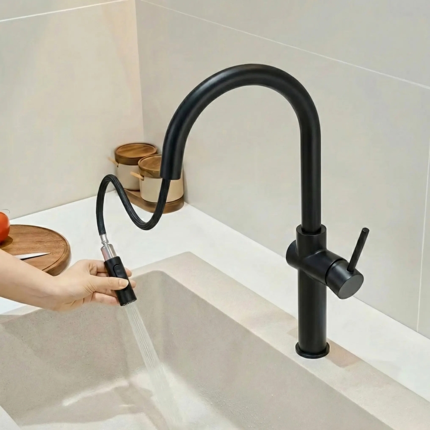 REA-B7200 - Μπαταρία κουζίνας FRESH 45 cm με αποσπώμενο ψεκαστήρα, μαύρη