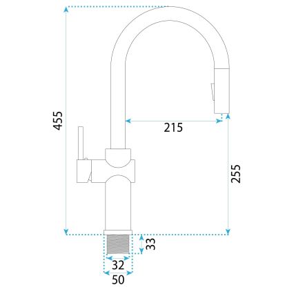 REA-B7200 - Μπαταρία κουζίνας FRESH 45 cm με αποσπώμενο ψεκαστήρα, μαύρη