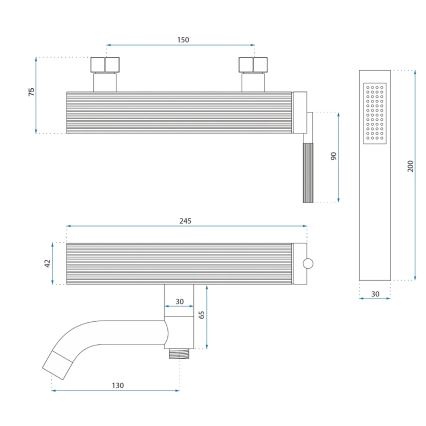 REA-B7804 - Σετ μπανιέρας ARGON, βουρτσισμένο χρυσό