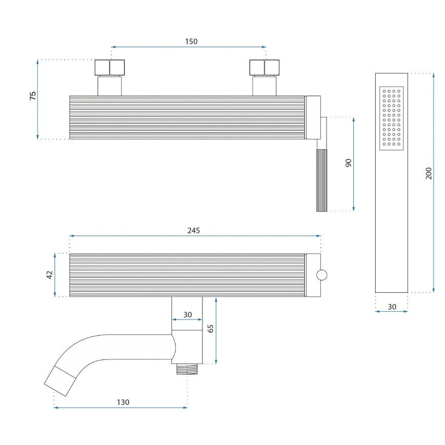 REA-B7804 - Σετ μπανιέρας ARGON, βουρτσισμένο χρυσό
