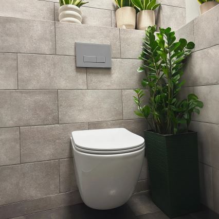 REA-C1259 - Κρεμαστή λεκάνη WC με κάθισμα CARLO MINI TORNADO RIMLESS, κεραμική/γυαλιστερό λευκό