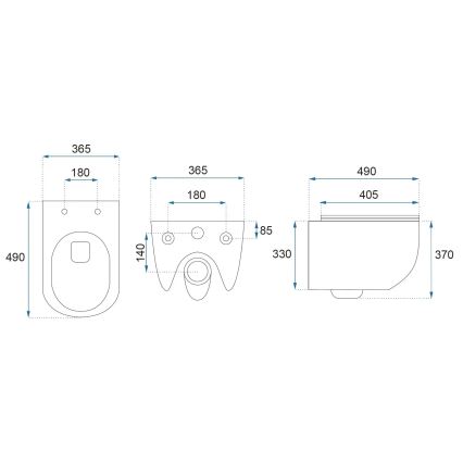 REA-C1259 - Κρεμαστή λεκάνη WC με κάθισμα CARLO MINI TORNADO RIMLESS, κεραμική/γυαλιστερό λευκό