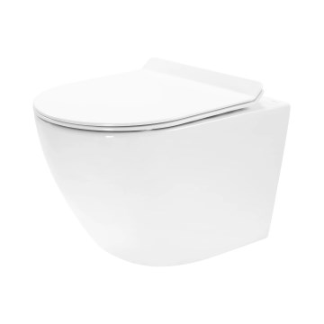 REA-C1400 - Κρεμαστή λεκάνη WC με κάθισμα CARTER RIMLESS, κεραμικό/λευκό