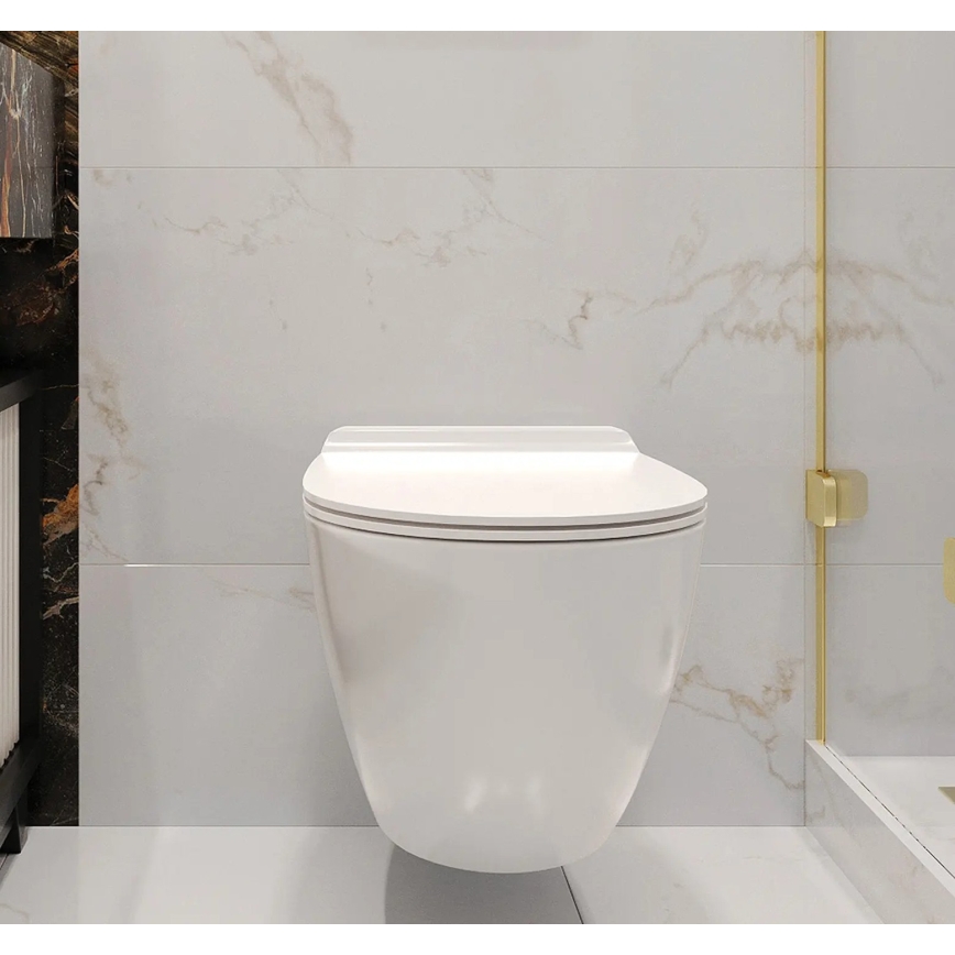 REA-C1400 - Κρεμαστή λεκάνη WC με κάθισμα CARTER RIMLESS, κεραμικό/λευκό