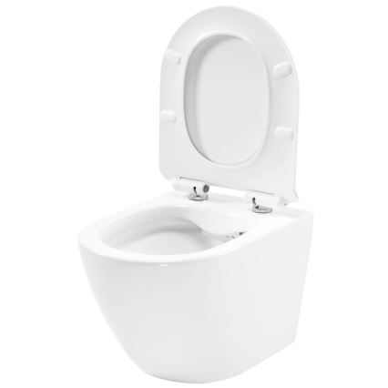 REA-C1400 - Κρεμαστή λεκάνη WC με κάθισμα CARTER RIMLESS, κεραμικό/λευκό