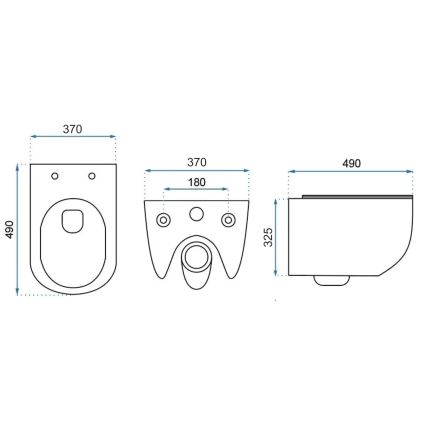 REA-C1400 - Κρεμαστή λεκάνη WC με κάθισμα CARTER RIMLESS, κεραμικό/λευκό
