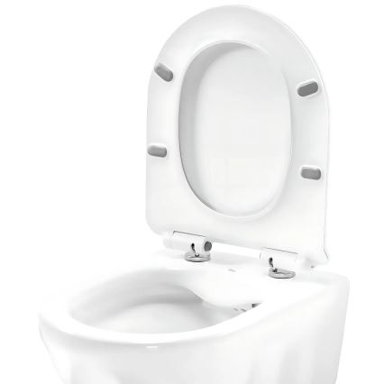 REA-C1652 - Κρεμαστή λεκάνη WC με κάθισμα GUSTAVO RIMLESS κεραμικό/λευκό