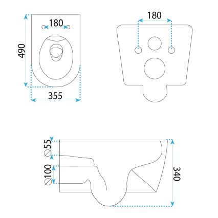 REA-C1652 - Κρεμαστή λεκάνη WC με κάθισμα GUSTAVO RIMLESS κεραμικό/λευκό