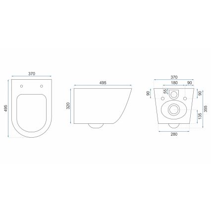 REA-C2760 - Κρεμαστή λεκάνη WC με κάθισμα CARLO FLAT MINI RIMLESS, κεραμική/γυαλιστερό λευκό