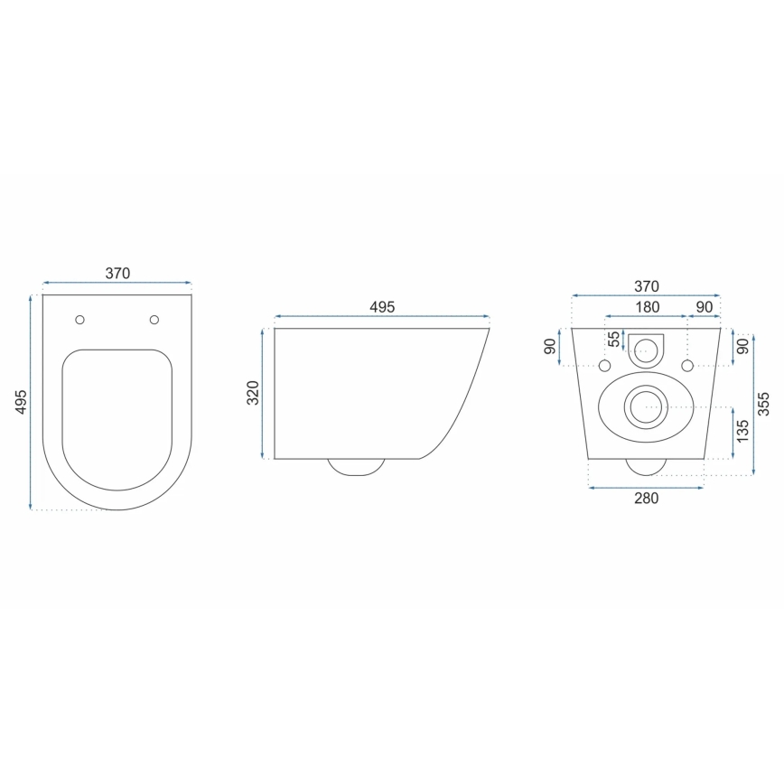 REA-C2760 - Κρεμαστή λεκάνη WC με κάθισμα CARLO FLAT MINI RIMLESS, κεραμική/γυαλιστερό λευκό