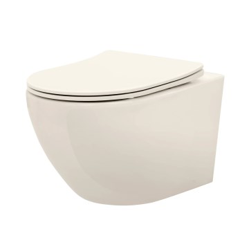 REA-C5500 - Επιτοίχιο WC με κάθισμα CARLO MINI TORNADO RIMLESS κεραμικό/κρεμ