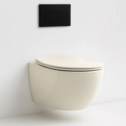 REA-C5500 - Επιτοίχιο WC με κάθισμα CARLO MINI TORNADO RIMLESS κεραμικό/κρεμ