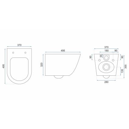 REA-C5500 - Επιτοίχιο WC με κάθισμα CARLO MINI TORNADO RIMLESS κεραμικό/κρεμ