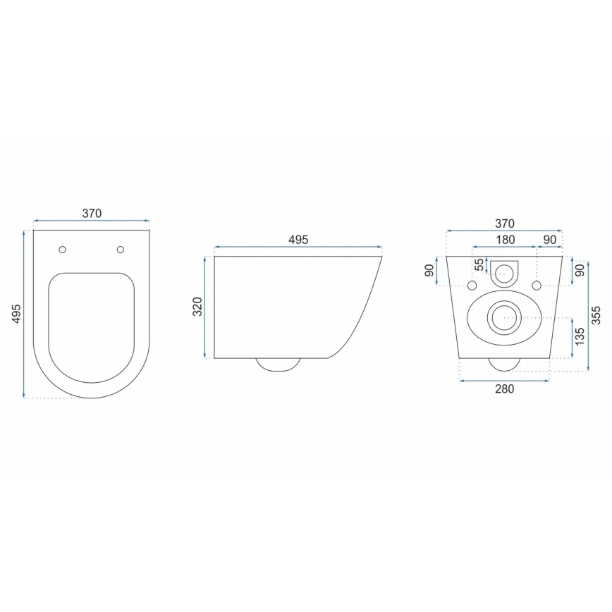 REA-C5500 - Επιτοίχιο WC με κάθισμα CARLO MINI TORNADO RIMLESS κεραμικό/κρεμ