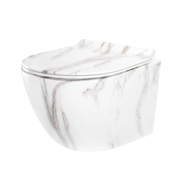 REA-C6390 - Επιτοίχιο WC με κάθισμα CARTER TORNADO RIMLESS κεραμικό/απομίμηση πέτρας
