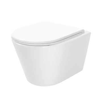 REA-C6800 - Επιτοίχια λεκάνη WC με κάθισμα TITO TORNADO RIMLESS κεραμική/λευκή