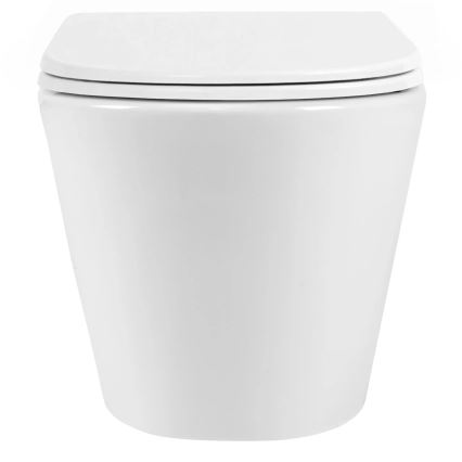 REA-C6800 - Επιτοίχια λεκάνη WC με κάθισμα TITO TORNADO RIMLESS κεραμική/λευκή
