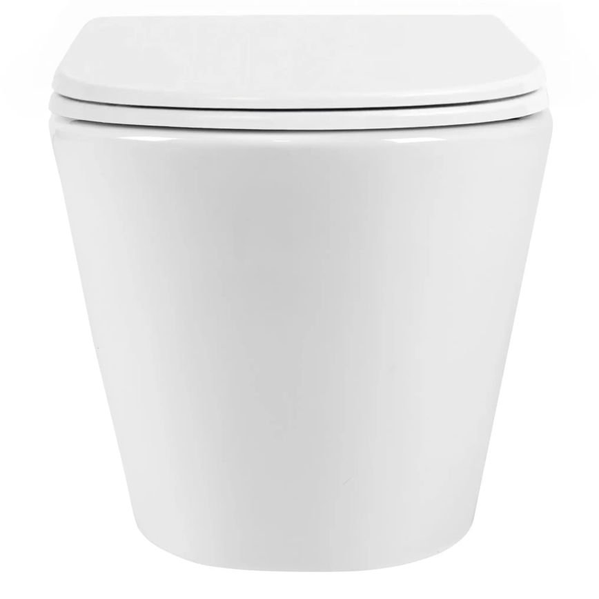 REA-C6800 - Επιτοίχια λεκάνη WC με κάθισμα TITO TORNADO RIMLESS κεραμική/λευκή