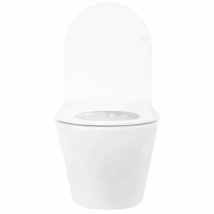 REA-C6800 - Επιτοίχια λεκάνη WC με κάθισμα TITO TORNADO RIMLESS κεραμική/λευκή