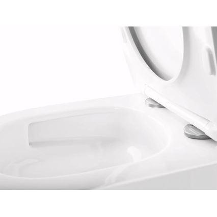 REA-C6800 - Επιτοίχια λεκάνη WC με κάθισμα TITO TORNADO RIMLESS κεραμική/λευκή