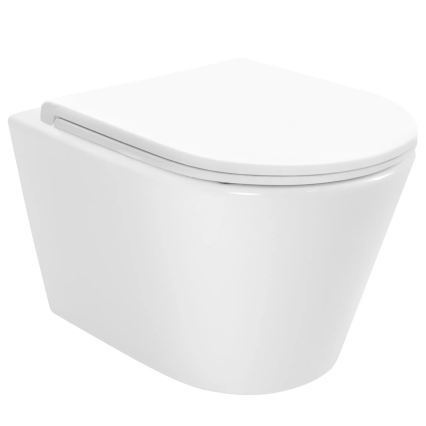 REA-C6800 - Επιτοίχια λεκάνη WC με κάθισμα TITO TORNADO RIMLESS κεραμική/λευκή