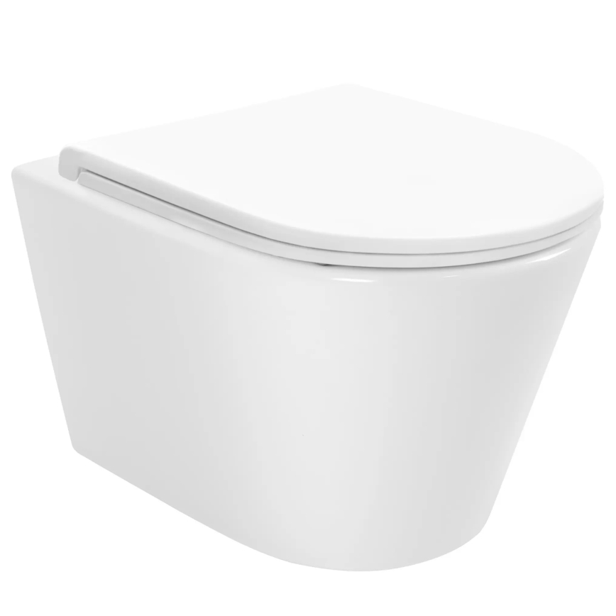 REA-C6800 - Επιτοίχια λεκάνη WC με κάθισμα TITO TORNADO RIMLESS κεραμική/λευκή