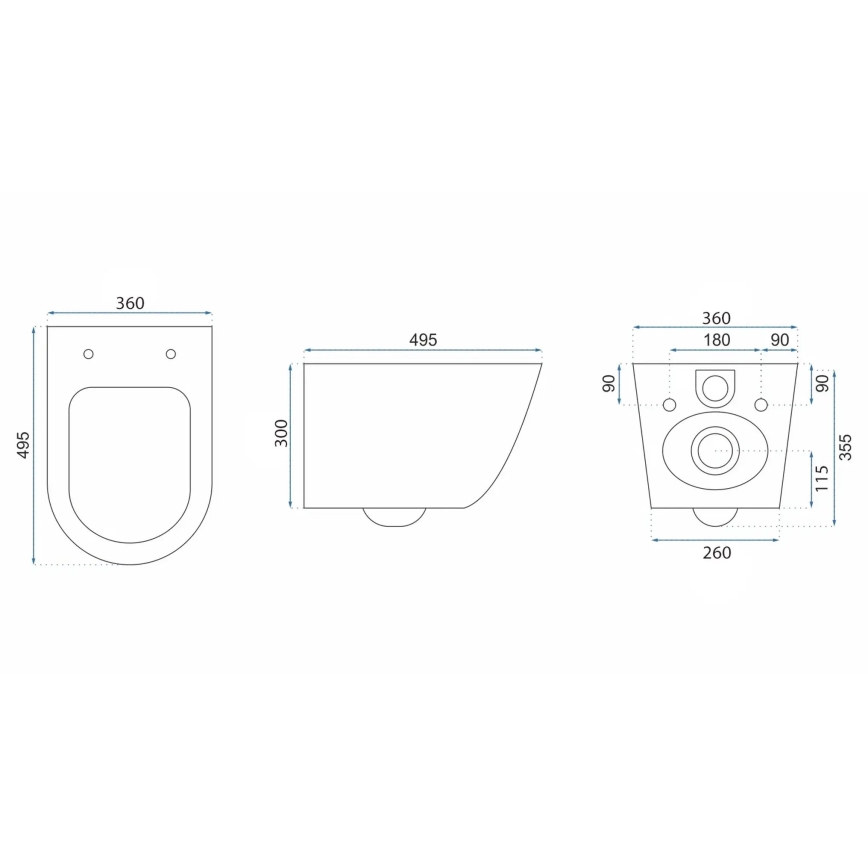 REA-C6800 - Επιτοίχια λεκάνη WC με κάθισμα TITO TORNADO RIMLESS κεραμική/λευκή