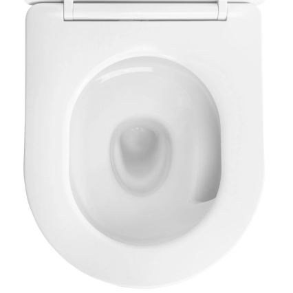 REA-C6806 - Κρεμαστή λεκάνη WC με κάθισμα CARLO MINI TORNADO RIMLESS κεραμική/λευκή/χρυσή