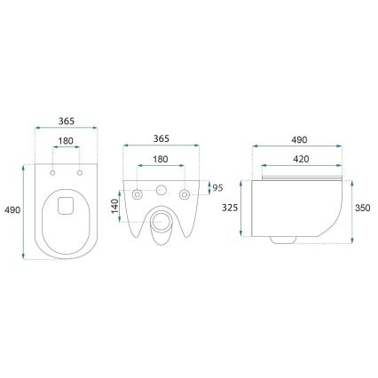 REA-C6806 - Κρεμαστή λεκάνη WC με κάθισμα CARLO MINI TORNADO RIMLESS κεραμική/λευκή/χρυσή