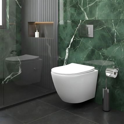 REA-C9701 - Επιτοίχιο WC με ψεκαστήρα μπιντέ και κάθισμα CARLO LUX κεραμικό/λευκό