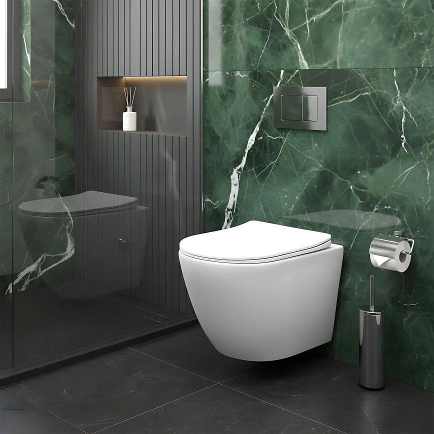 REA-C9701 - Επιτοίχιο WC με ψεκαστήρα μπιντέ και κάθισμα CARLO LUX κεραμικό/λευκό